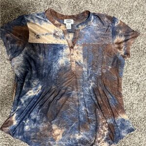 Sienna Grace XL Tie-Dye Button-Up Women's Top